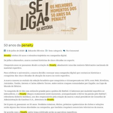 50 anos da penalty – Esquema de Jogo