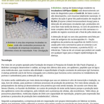Startup do Cietec desenvolve teste totalmente nacional de diagnóstico da Covid-19 – Lab Network