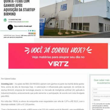 WEG começa a quinta-feira com ganhos após aquisição da startup BirminD – Space Money