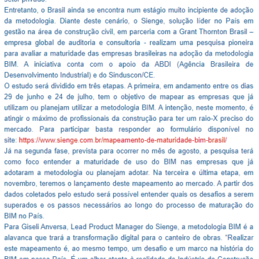 Sienge e Grant Thornton Brasil organizam estudo inédito sobre uso do BIM na construção brasileira – Blog do Patrício Nunes