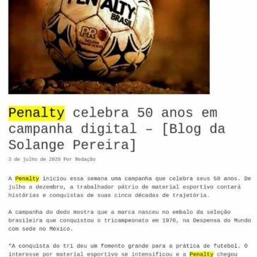 Penalty celebra 50 anos em campanha digital – [Blog da Solange Pereira] – Moldes Costura