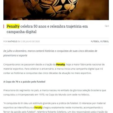 Penalty celebra 50 anos e relembra trajetória em campanha digital – Templo dos Esportes