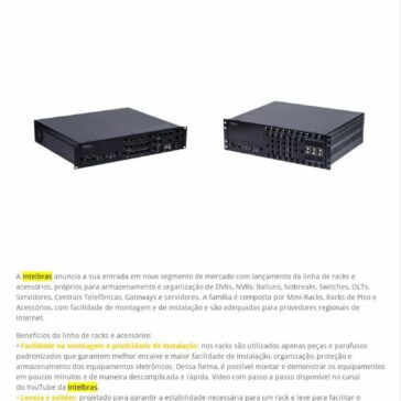 Intelbras inova com lançamento de linha de racks e acessórios para ISPs – Ponto ISP