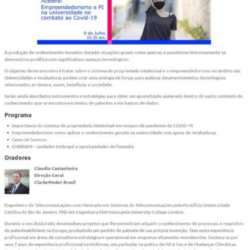 Webinar – Acelera! Empreendedorismo e PI na universidade no combate ao Covid-19 – Agência USP de Inovação