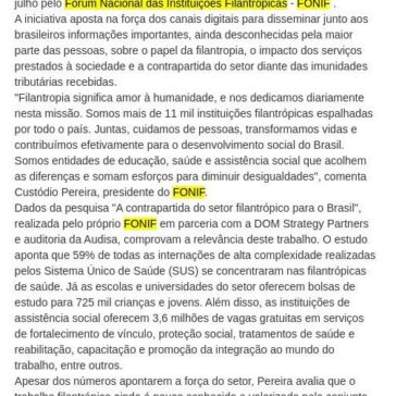 Campanha sensibiliza sociedade sobre a importância da filantropia – Central de Notícias