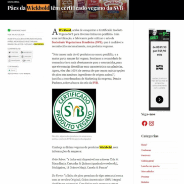 Pães da Wickbold têm certificado vegano da SVB – Que Gostoso