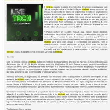 Intelbras se reinventa e apresenta o 1° evento on-line para divulgar seus lançamentos de 2020 – BH Eventos