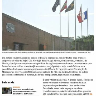 Hering, Altona e Metisa: empresas do Vale conseguem na Justiça reaver créditos de ICMS – NSC Total