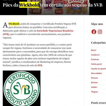 Pães da Wickbold têm certificado vegano da SVB – Que Gostoso