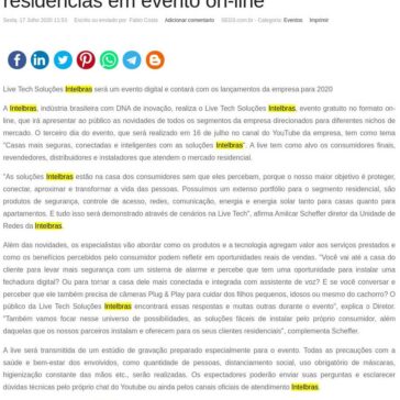 Intelbras apresenta soluções completas para residências em evento on-line – SEGS