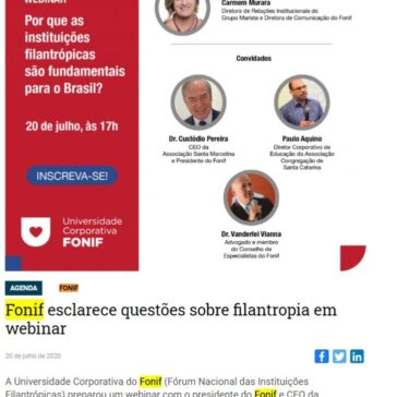 Fonif esclarece questões sobre filantropia em webinar – CONIB