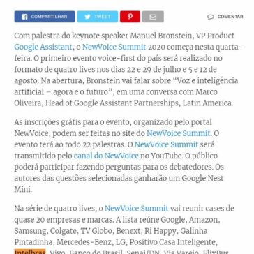 VP do Google Assistente abre NewVoice Summit nesta quarta, dia 22 – NewVoice