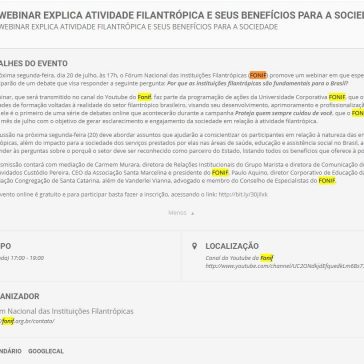 Webinar explica atividade filantrópica e seus benefícios para a sociedade – Setor3