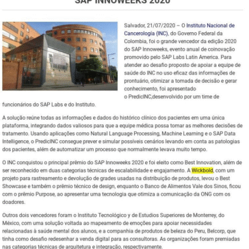 Inovação para a área da saúde é premiada no SAP Innoweeks 2020 – Ti Bahia