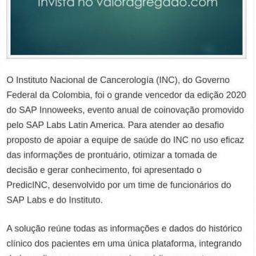 Inovação para a área da saúde é premiada no SAP Innoweeks 2020 – Valor Agregado
