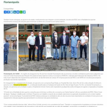 Fundo Empresarial doa respiradores às regiões de Jaraguá, Rio do Sul e Grande Florianópolis – FIESC