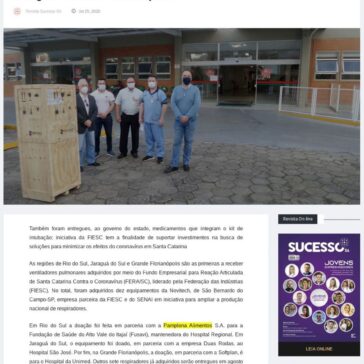 Fundo Empresarial doa respiradores às regiões de Rio do Sul, Jaraguá e Grande Florianópolis – Sucesso SA