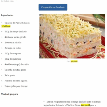 Receita de Torta fria de salpicão de frango – Comida e Receitas