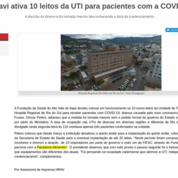 Fusavi ativa 10 leitos da UTI para pacientes com a COVID-19 – Radio Sintonia