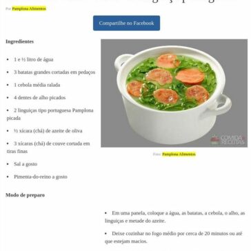Receita de Caldo verde de linguiça portuguesa – Comida e Receitas