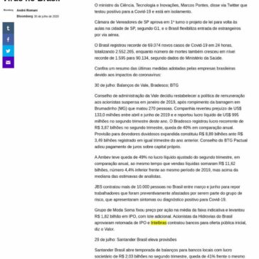 Balanços das blue chips trazem efeitos da Covid: Vírus no Brasil  – Yahoo! Finanças
