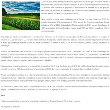 Tate & Lyle anuncia novas metas ambientais – Guia Lat