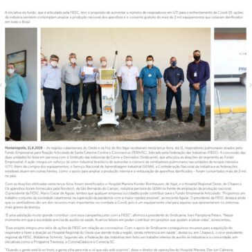 Fundo Fera doa ventiladores pulmonares ao Oeste e Foz do Itajaí – FIESC