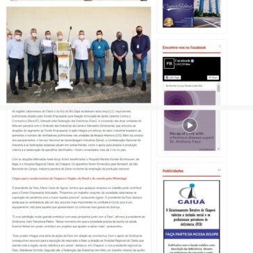 Fundo Fera doa ventiladores pulmonares ao Oeste e Foz do Itajaí – Portal de Notícias Chapecó Online