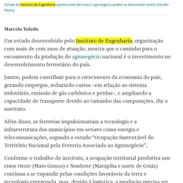 Estudo indica união da ferrovia com o agronegócio para desenvolver o país – Folha de S. Paulo