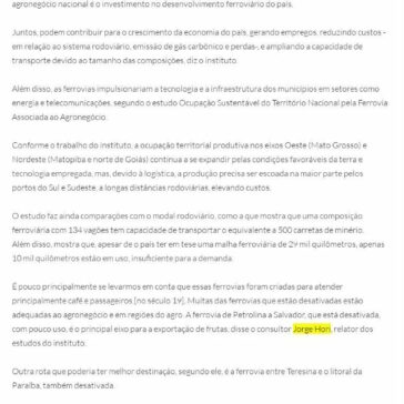 Estudo indica união da ferrovia com o agronegócio para desenvolver o país – SOPESP