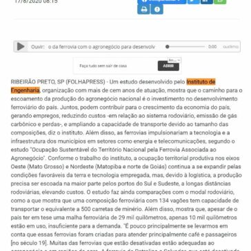 Estudo indica união da ferrovia com o agronegócio para desenvolver o país – A Cidade On