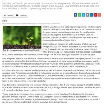 Multinacional líder em ingredientes anuncia novas metas ambientais – Buriti News MS