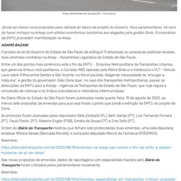 Fim da EMTU recebe mais sete emendas contrárias – Diário do Transporte