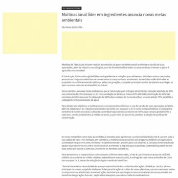 Multinacional líder em ingredientes anuncia novas metas ambientais – Estado do Paraná