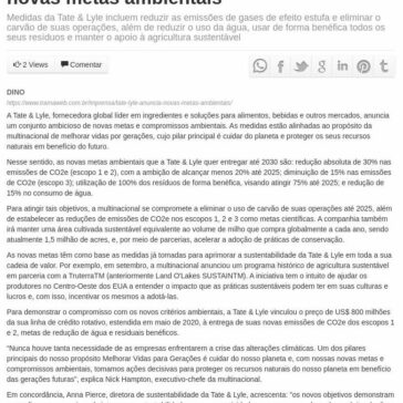 Multinacional líder em ingredientes anuncia novas metas ambientais – Portal Notícias MG