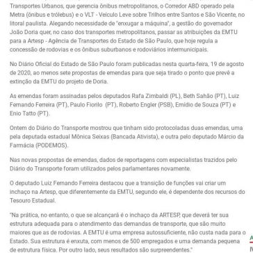 Fim da EMTU recebe mais sete emendas contrárias – Revista Ferroviária