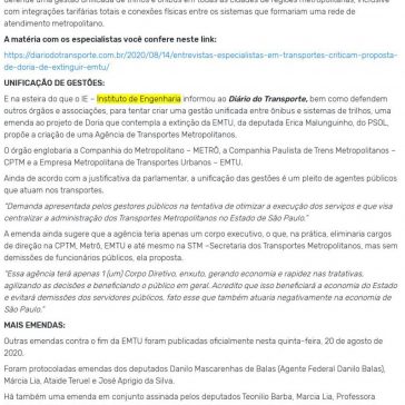 Emenda a projeto de Doria quer criar Agência Metropolitana de Transportes unificando EMTU, CPTM e Metrô – Diário do Transporte
