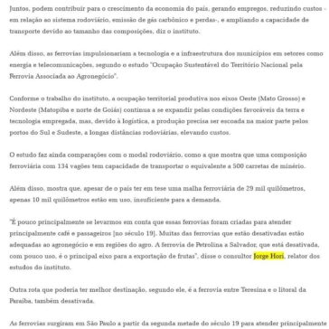 Estudo indica união da ferrovia com o agronegócio para desenvolver o país – Diário de Cuiabá