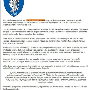 Estudo indica união da ferrovia com o agronegócio para desenvolver o país – SHR Editorial