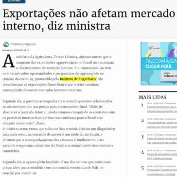 Exportações não afetam mercado interno, diz ministra – Estado de Minas (Online)