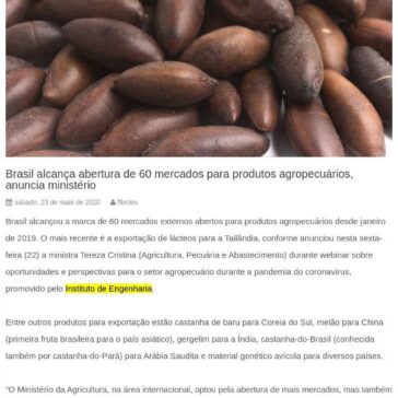 Brasil alcança abertura de 60 mercados para produtos agropecuários, anuncia ministério – Zero um Informa