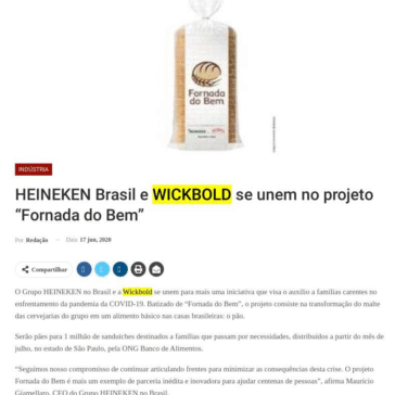 HEINEKEN Brasil e WICKBOLD se unem no projeto “Fornada do Bem” – Distribuição