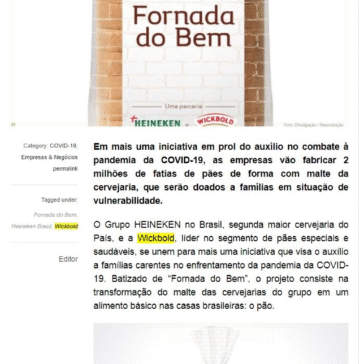 Heineken Brasil e Wickbold se unem no projeto “Fornada do Bem” – Food Innovation