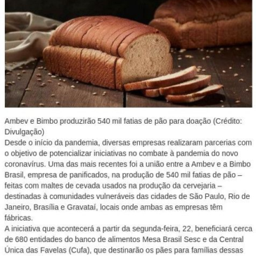 Marcas de cerveja e pães se unem no combate à Covid – Central de Notícias