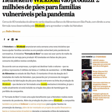 Heineken e Wickbold vão produzir 2 milhões de pães para famílias vulneráveis pela pandemia – B9