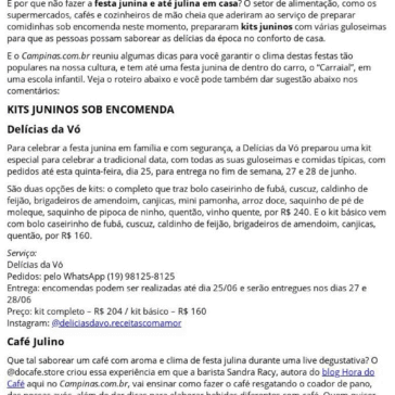 Sem arraial? Veja locais em Campinas que prepararam kits para garantir as festas junina e julina em casa! – Campinas + Solidária