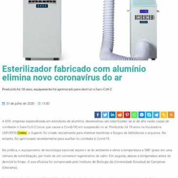 Esterilizador fabricado com alumínio elimina novo coronavírus do ar – Revista Alumínio