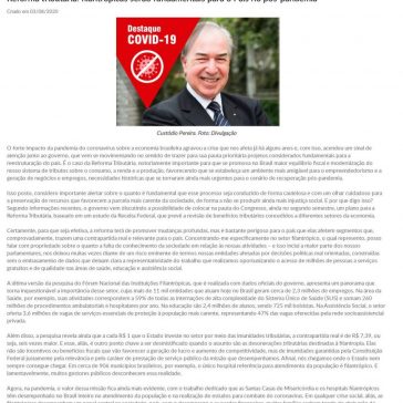 Reforma tributária: filantrópicas serão fundamentais para o País no pós-pandemia – Associação Paulista de Fundações