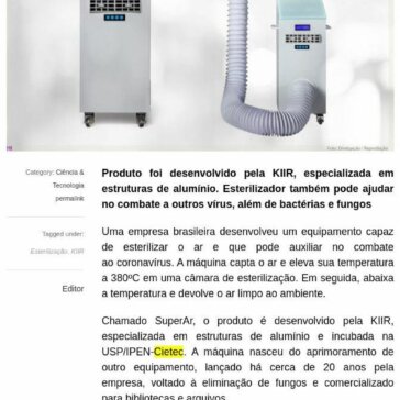 Empresa brasileira cria equipamento que esteriliza o ar – HouseHold Innovation