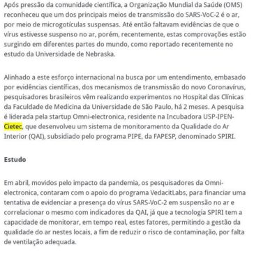 Pesquisa realizada em hospital de São Paulo evidencia suspensão do coronavírus no ar – 2A+ Farma
